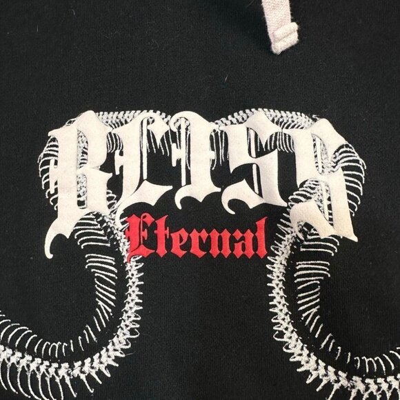 Forever 21 Men's Size L Black Hoodie With Snake & Spinal Design Excellent - Picture 4 of 8